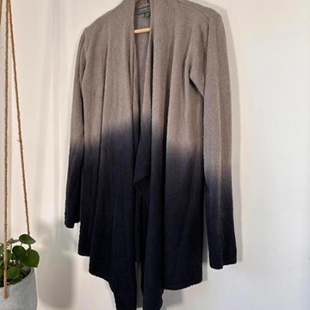 Barefoot Dreams CozyChic Lite Cardigan Women S/M Taupe Black Ombre Island Wrap - Picture 3 of 9